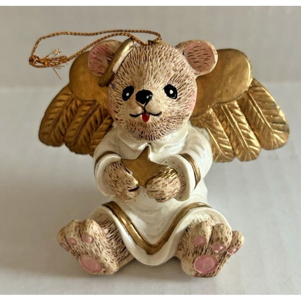 1996 Claire's Christmas Ornament Tree Decoration Teddy Bear w Angel Wings